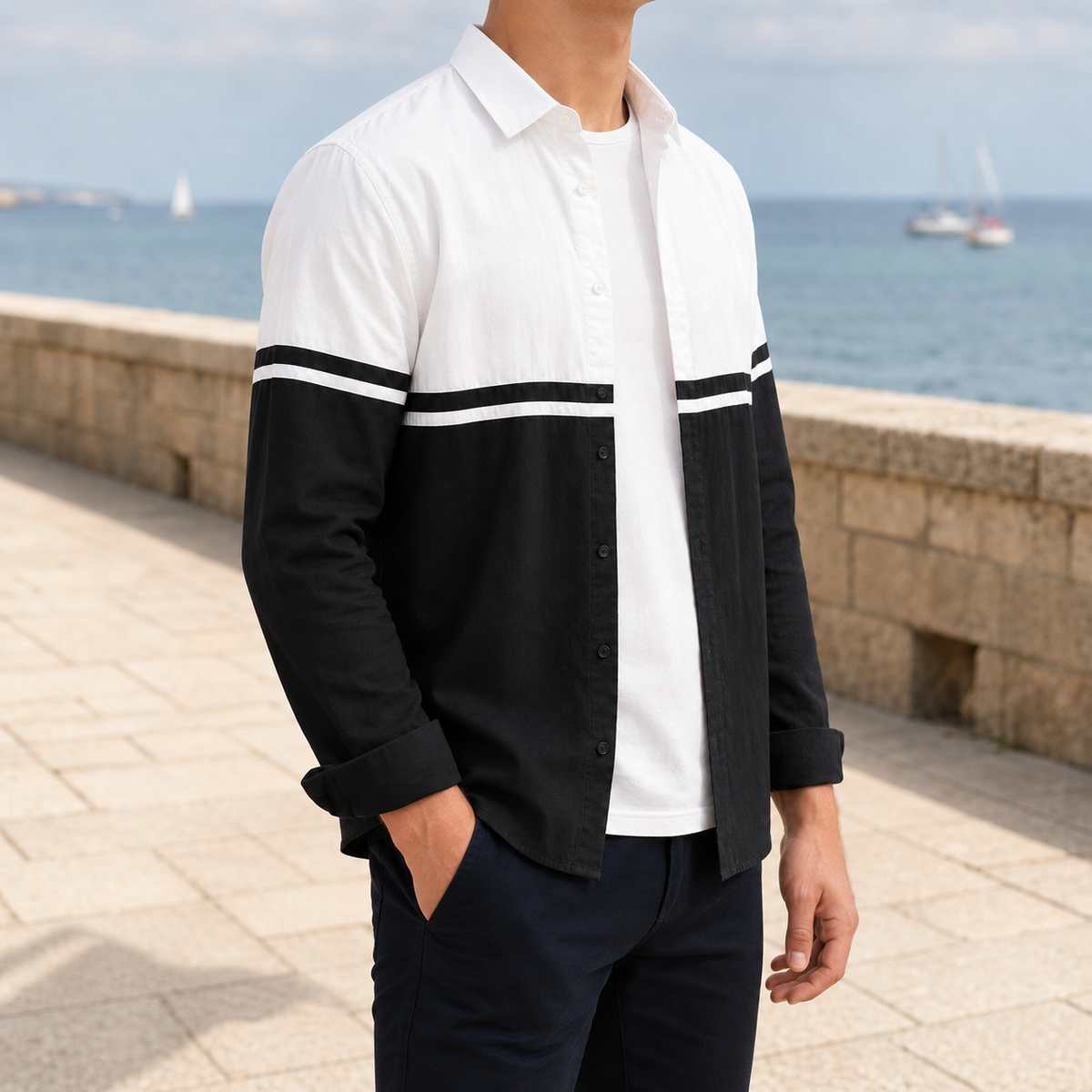 Milos Colorblock Cotton Shirt