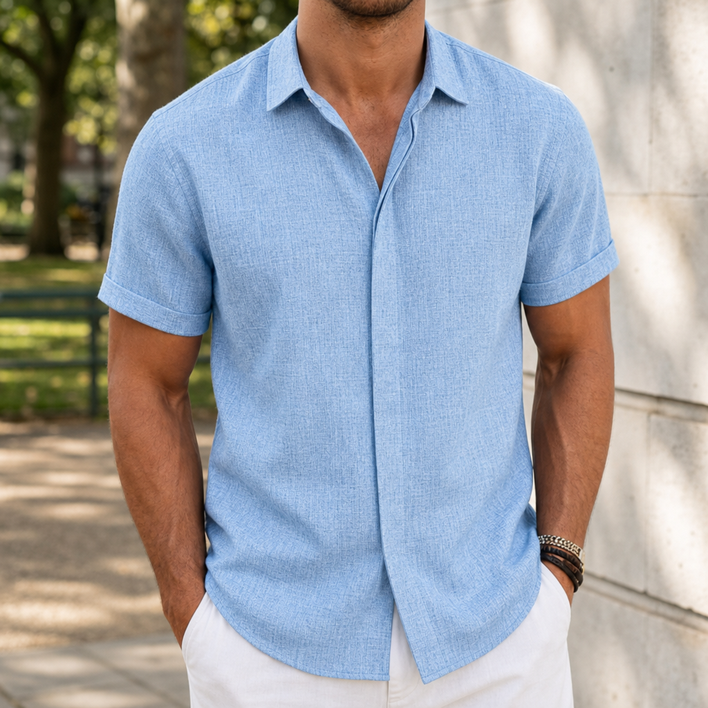 Silves Linen Blend Button Shirt in Light Blue