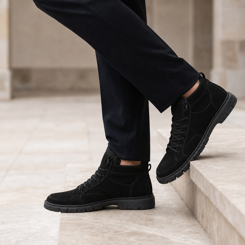 Silves Suede High-Top Boots in Black