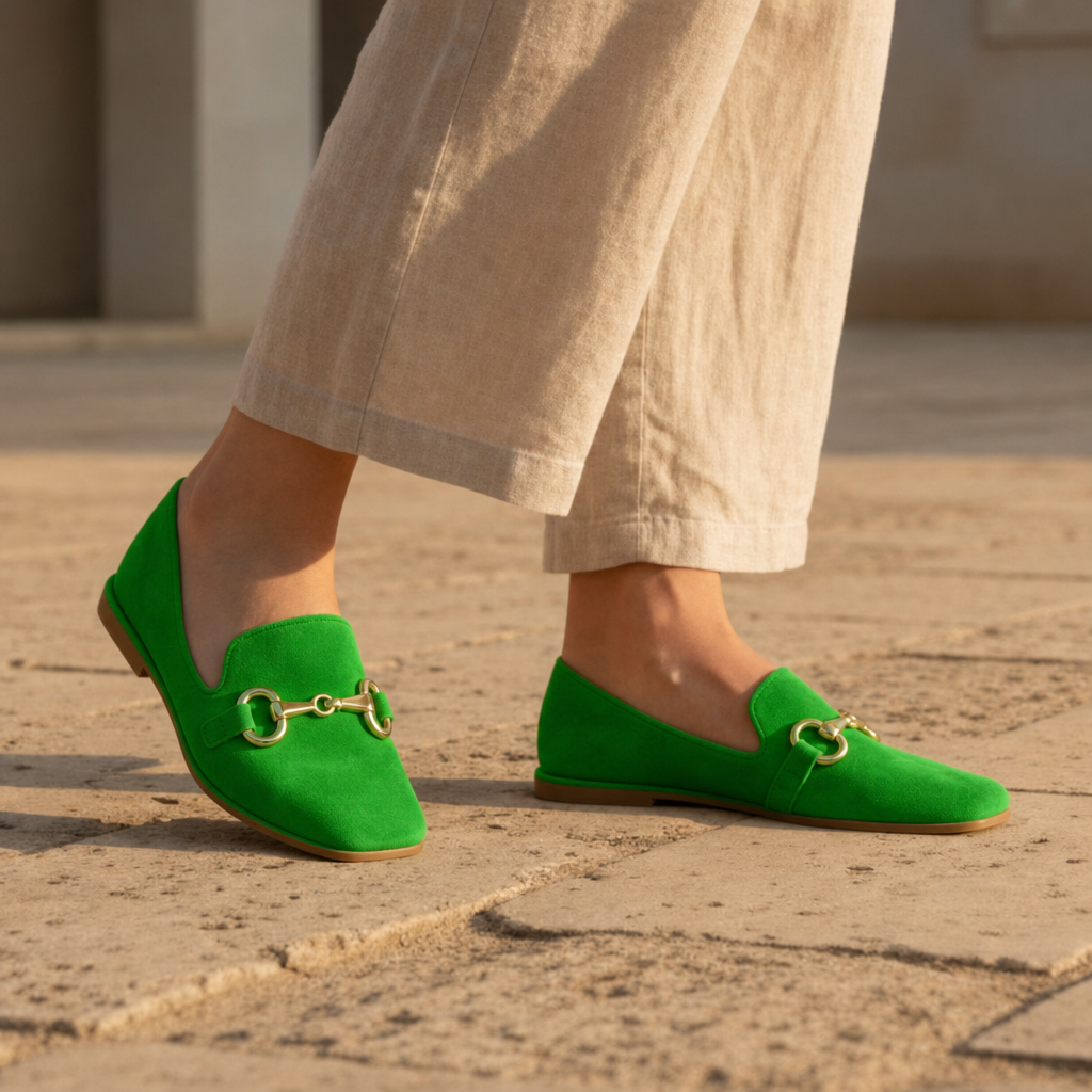 Sitges Orthopedic Suede Horsebit Loafers in Green