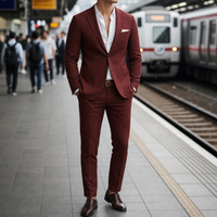 Skyros Linen Suit Set in Burgundy