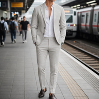 Skyros Linen Suit Set in Light Gray