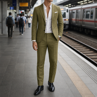 Skyros Linen Suit Set in Olive Green