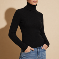 Skyros Ribbed Turtleneck Sweater in Black