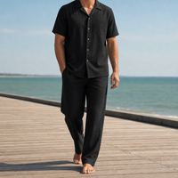 Soller Linen-Blend Matching Set in Black