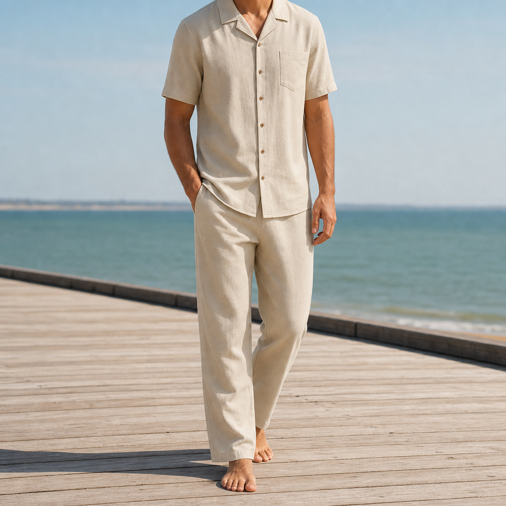 Soller Linen-Blend Matching Set in Khaki