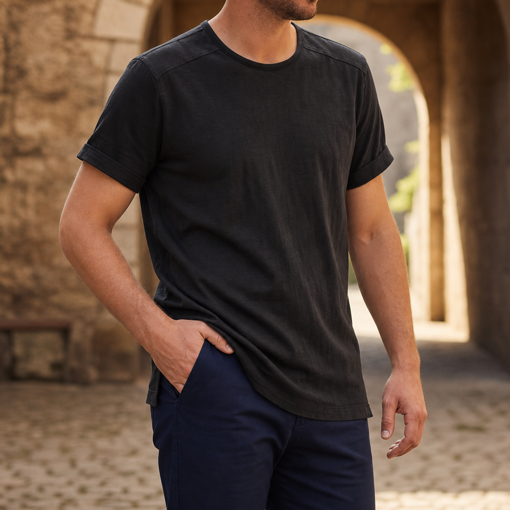 Spoleto Vintage Cotton T-Shirt in Classic Black