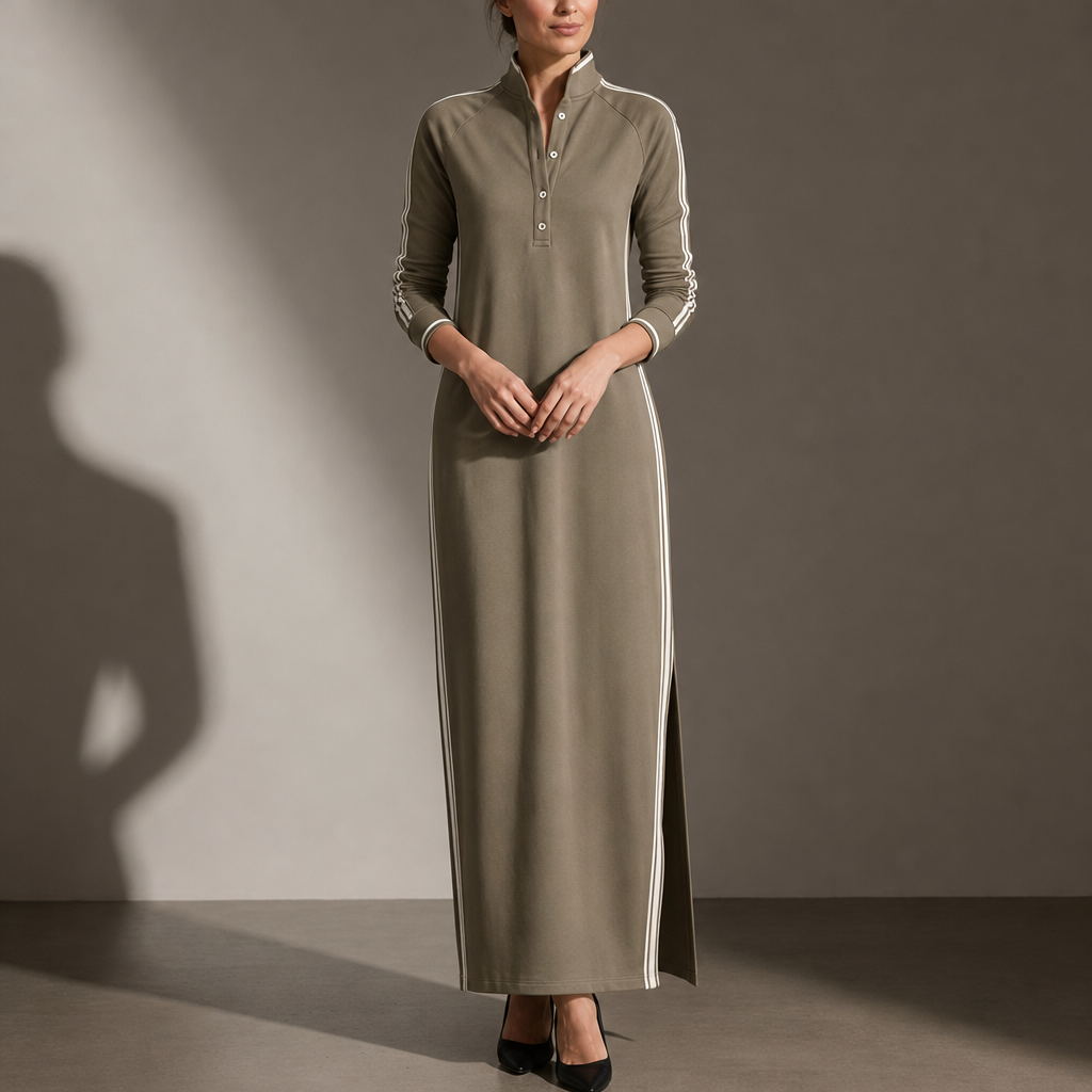 Stresa Sporty Stripe Maxi Dress in Khaki