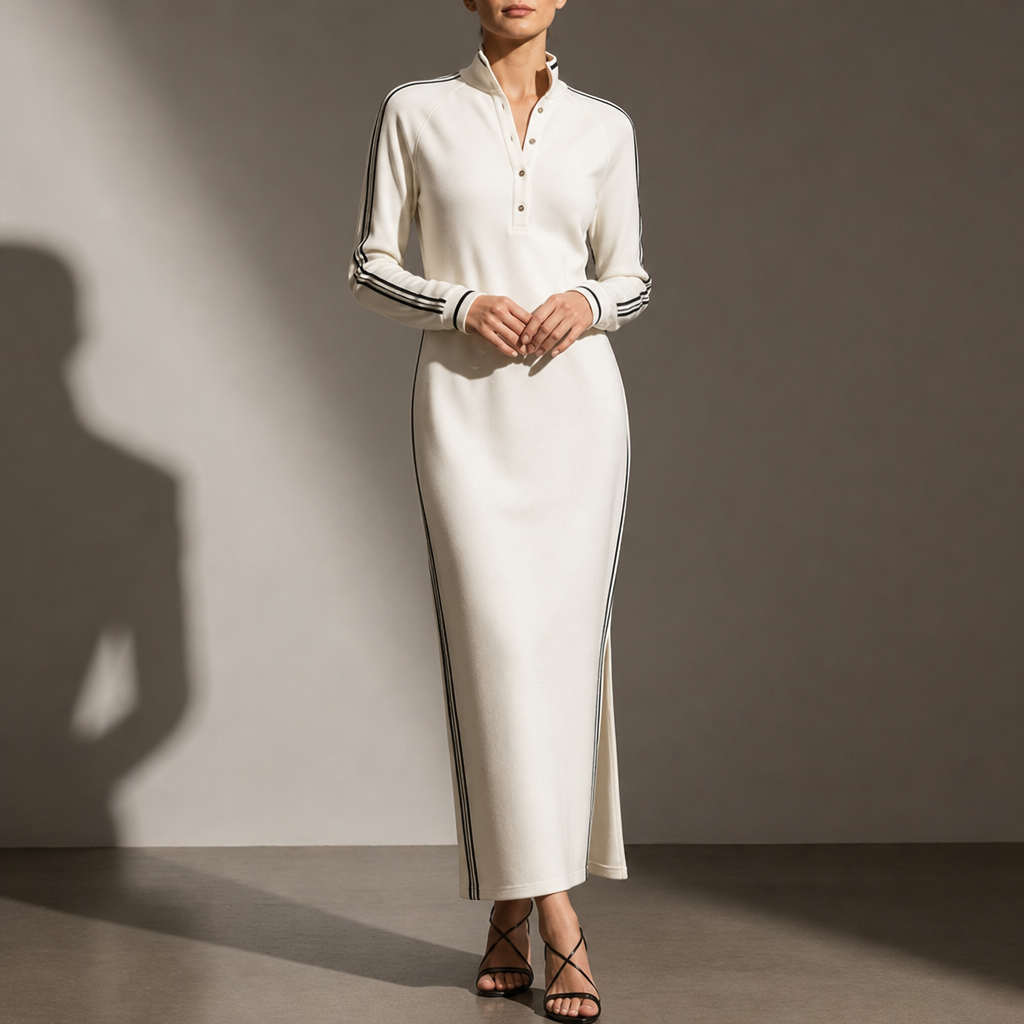 Stresa Sporty Stripe Maxi Dress in White