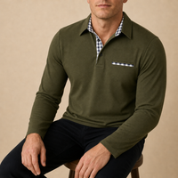Syros Plaid Collar Polo Shirt in Olive