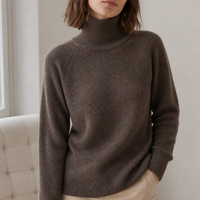 Tavira Ribbed Roll Neck Sweater in Coffee