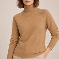 Tavira Ribbed Roll Neck Sweater in Gold