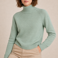 Tavira Ribbed Roll Neck Sweater in Green