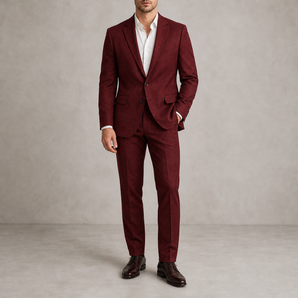 Tossa Classic Linen Suit Set in Red