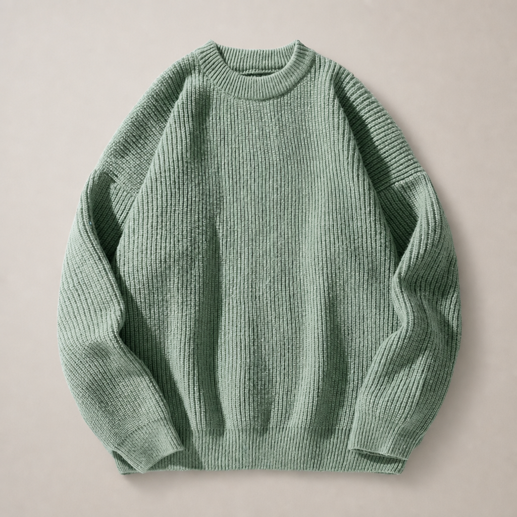 Trani Ribbed Knit Sweater in Green