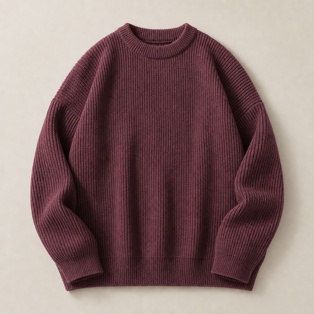 Trani Ribbed Knit Sweater in Burgundy