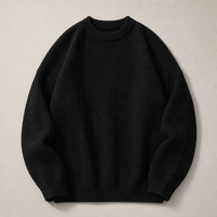 Trani Ribbed Knit Sweater in Black