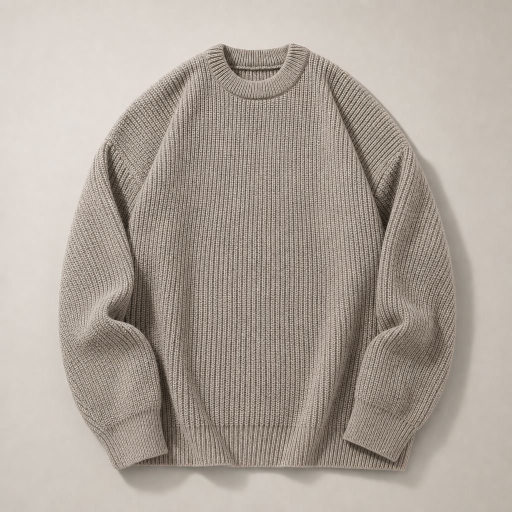Trani Ribbed Knit Sweater in Gray