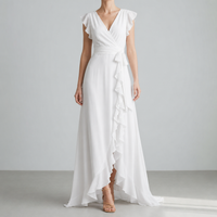 Ubeda Ruffle Chiffon Maxi Dress in White