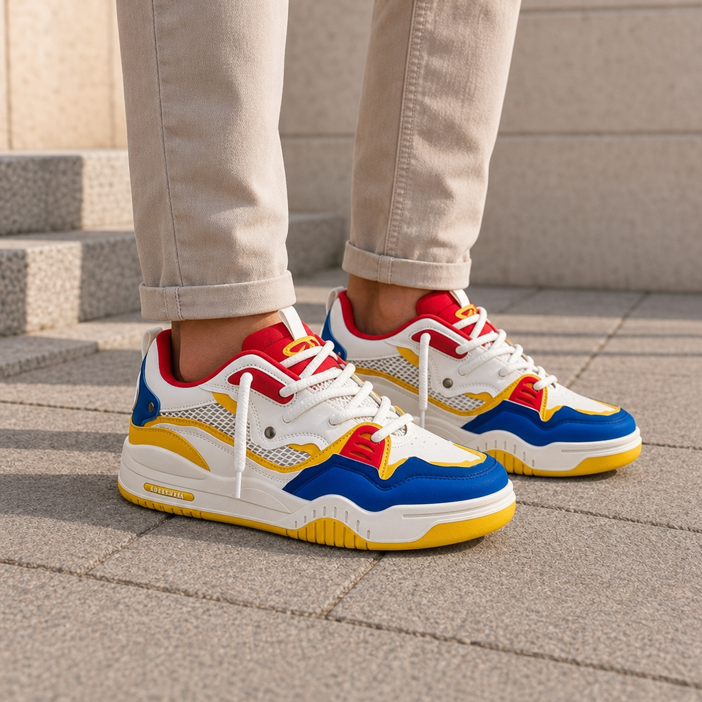 Uzes Chunky Lace-Up Sneakers in Yellow