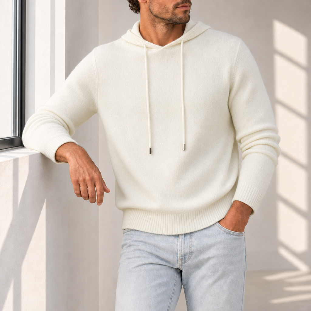 Valletta Cashmere Hooded Sweater in Ivory