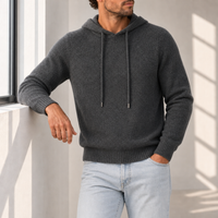 Valletta Cashmere Hooded Sweater in Dark Gray