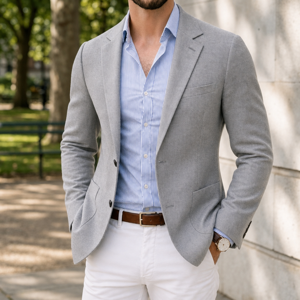 Vieste Knit Tailored Blazer in Silver