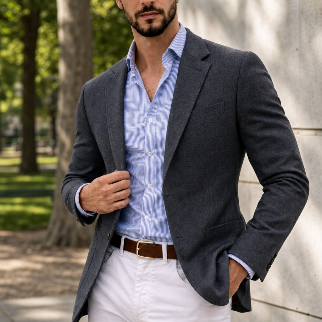 Vieste Knit Tailored Blazer in Gray