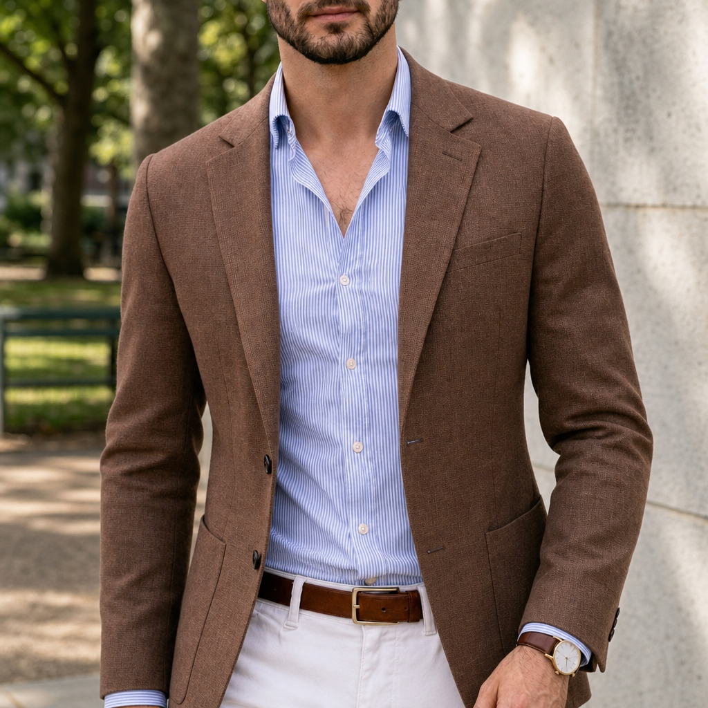 Vieste Knit Tailored Blazer in Brown