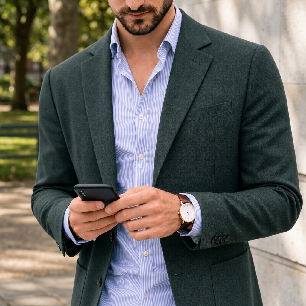 Vieste Knit Tailored Blazer in Green