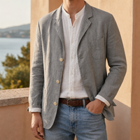 Zadar Linen Blazer in Gray