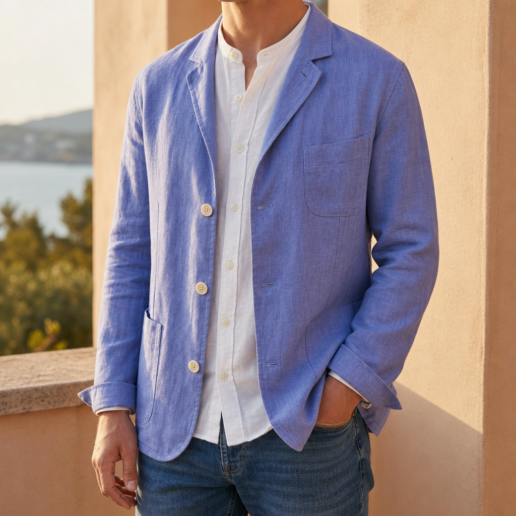 Zadar Linen Blazer in Blue