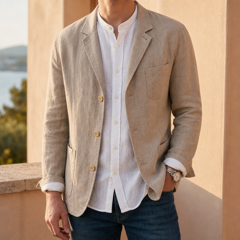 Zadar Linen Blazer in Khaki